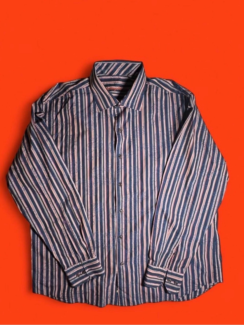 Vintage Tommy Bahama Woven Cotton-Silk Multi-Stripe Button Up size XL